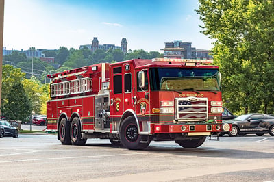 Fayetteville Fire Departments Enforcer Custom Dry-Side Tanker driving in a parking lot