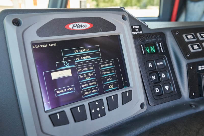 Pierce Command Zone display screen inside a fire truck.