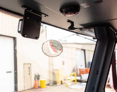 The inside view of a fire truck or EMT vehicle showing the availability and equipment of the HAAS Alert system in either vehicle.