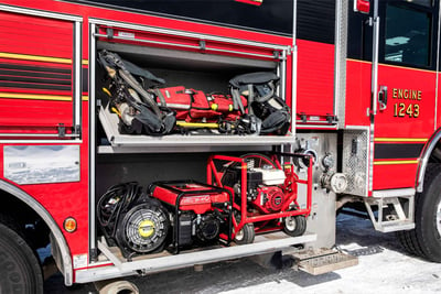 Versatile storage on the side of a fire truck shows just on innovative strategic compartmentation can be.