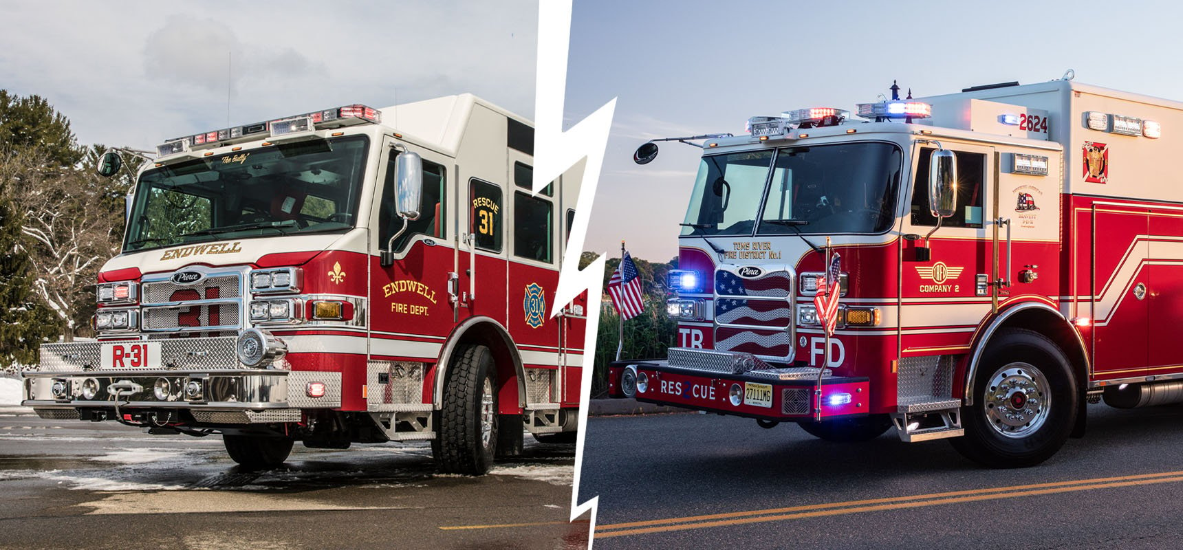 A comparison graphic shows a walk-in fire truck and a non-walk-in fire truck side-by-side. 