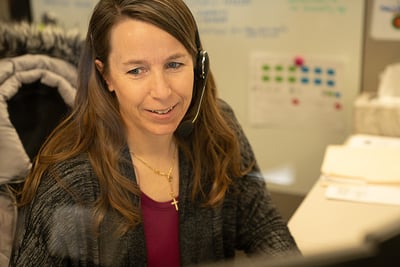 fire-truck-repairPierce product support specialist at her desk guiding a fire department, over the phone, through their product support questions.