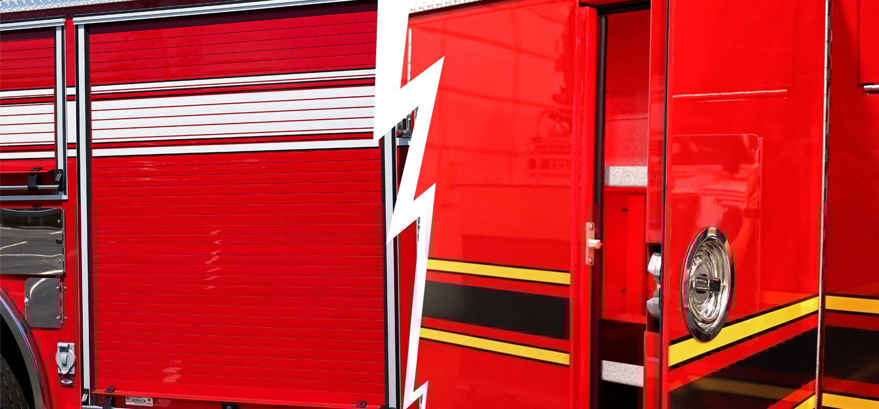 What is the difference between a hinged and roll-up fire truck door?