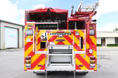 The rear end of a type 3 engine is pictured showing the available storage and compartment space. 