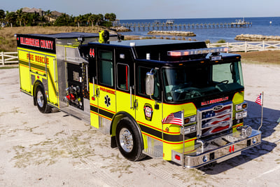 A fire truck parked near the ocean, in a southern climate, can be susceptible to rust and corrosion, much apparatus in cold-weather climates. 