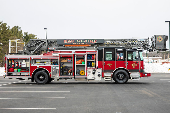 Aerial Platform Fire Truck Officers Side Storage