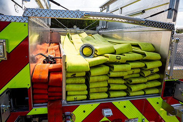 Pierce fire truck hose bed storage