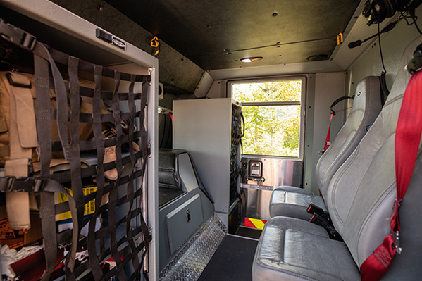 Crew cab of tractor drawn aerial ladder fire truck