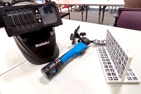 A welding simulator at a fire truck employee training center.