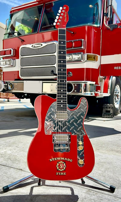 Custom fire truck guitar