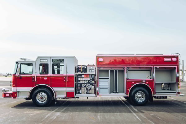 Heavy Duty Rescue Pumper Fire Truck Drivers Side Compartments