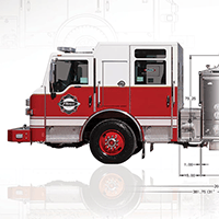 Build My Pierce program custom fire truck drawing.