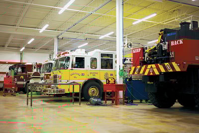 Service bays at Glick Fire Equipment Hatfield Service Center 
