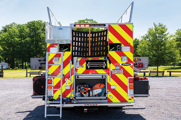 Rear compartment storage on Pierce HDRP