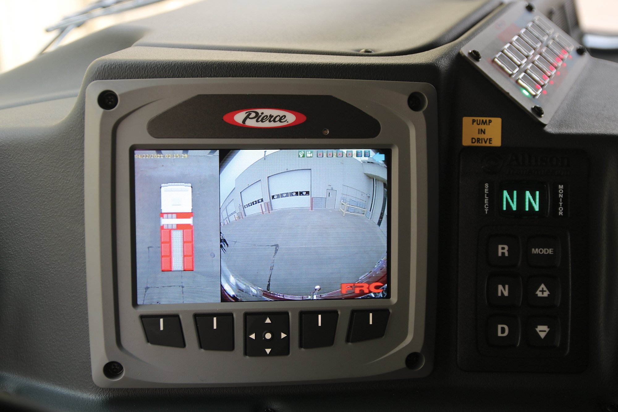 360-degree backup camera on the interior of a Pierce Fire Truck. 