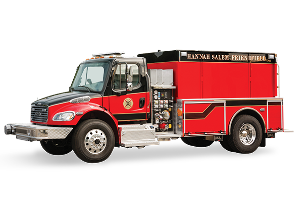 Driver’s side of a Pierce BX™ Tanker Fire Truck with a single Axle.