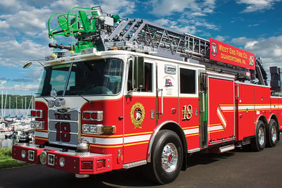 Red aerial ladder