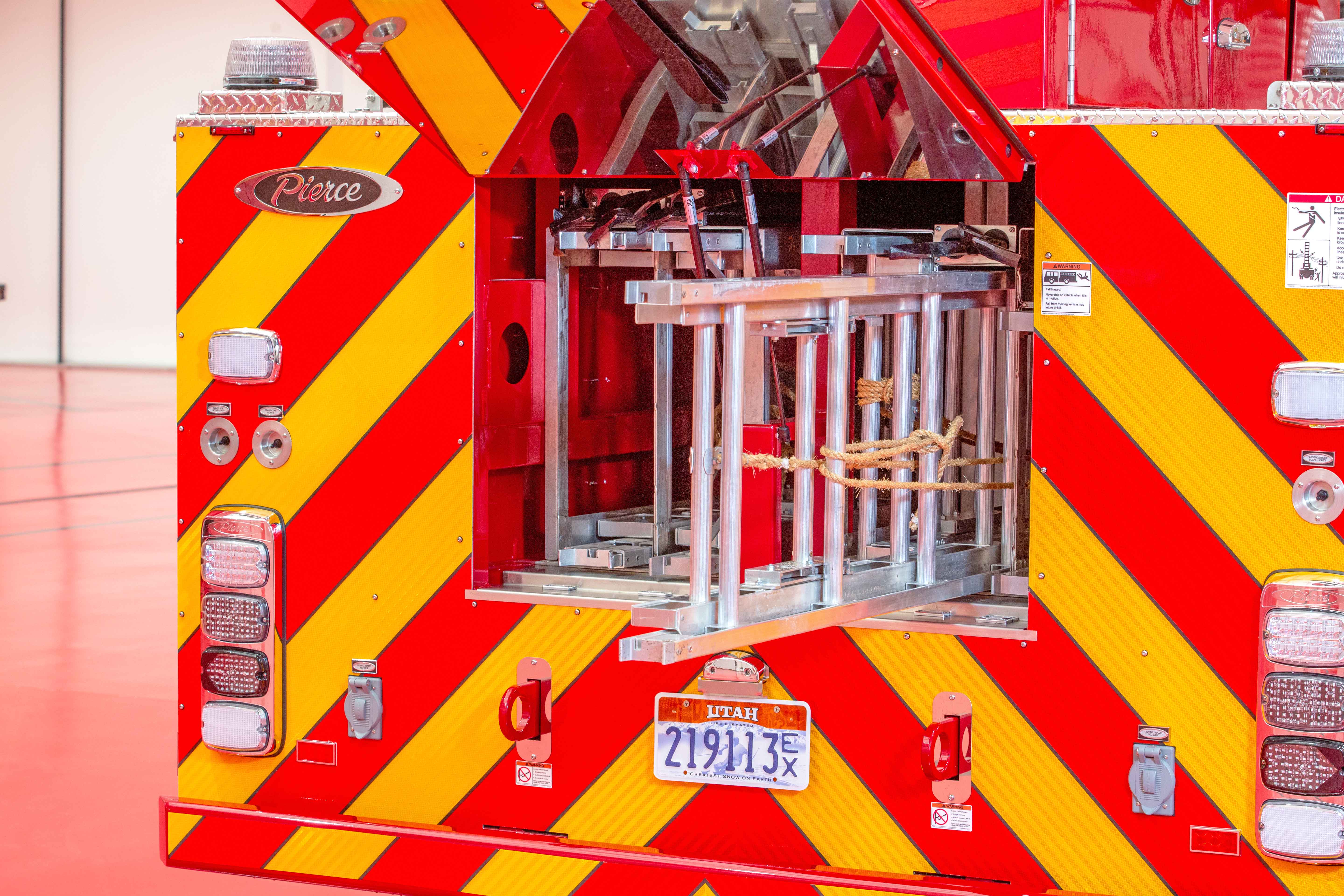 Salt Lake City Fire Department Arrow XT Ascendant 107' Heavy-Duty Tractor Drawn Aerial - TDA Tiller Rear