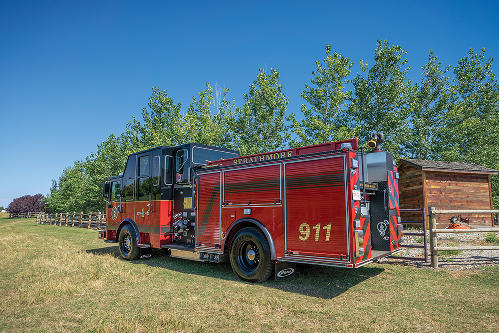 Saber Custom Fire Truck Chassis Pumper Rear Drivers Side