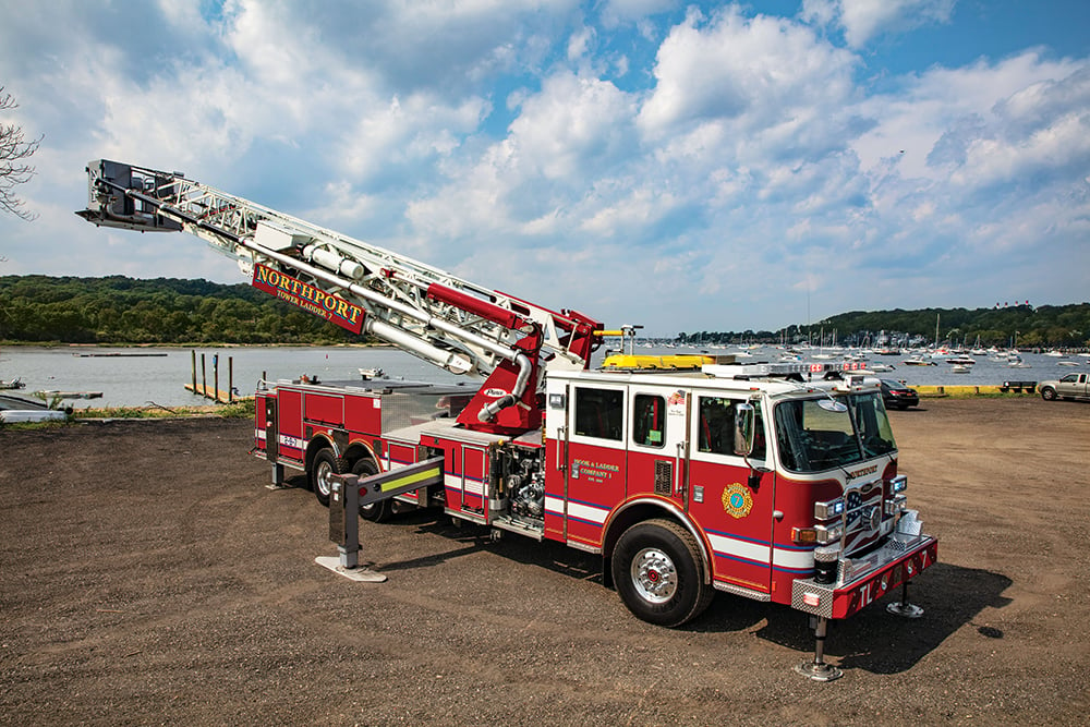 Ascendant 100' Heavy-Duty Aerial Tower Platform Extended in Air