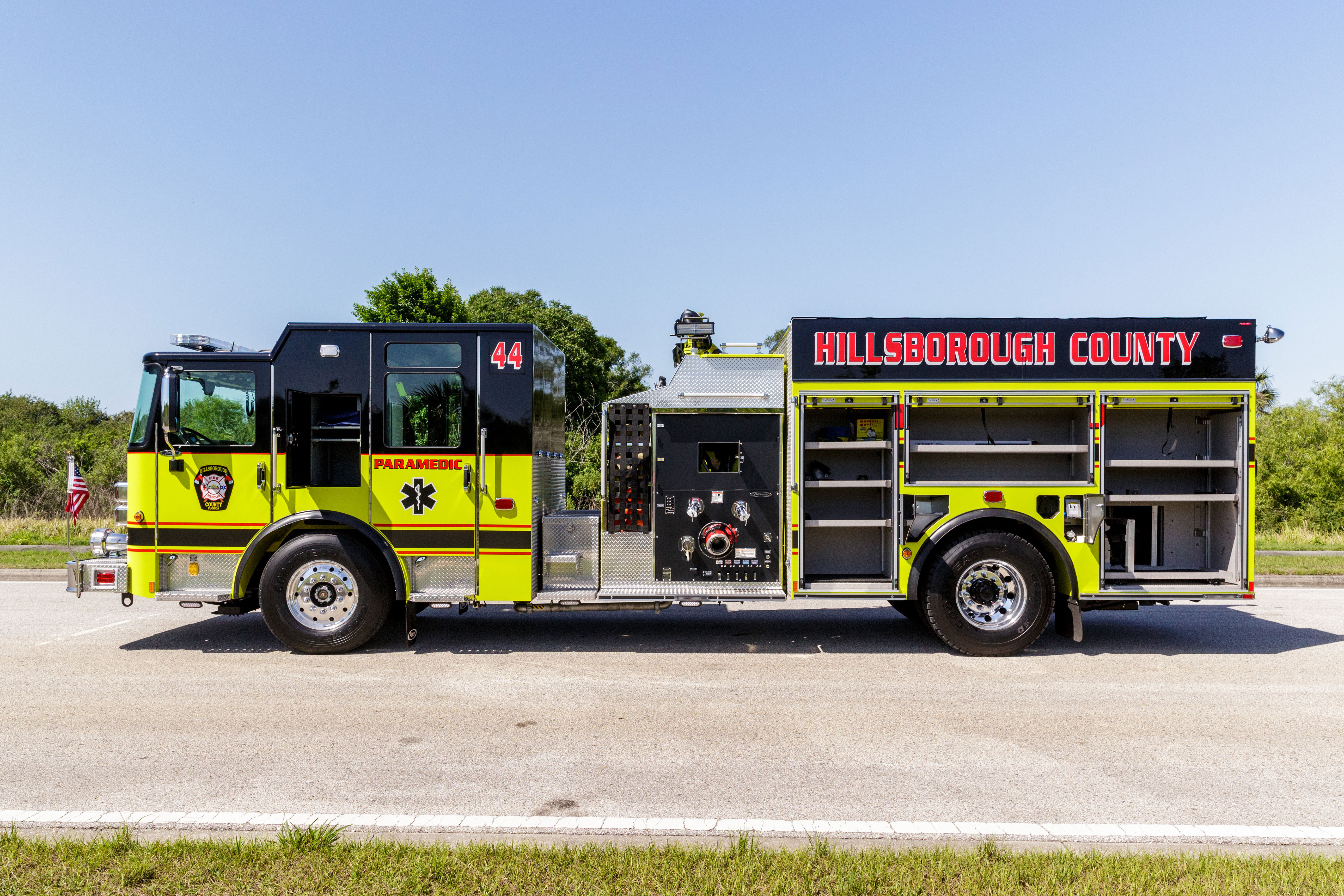 Hillsborough County Fire Rescue Saber Pumper Driver Side Compartments