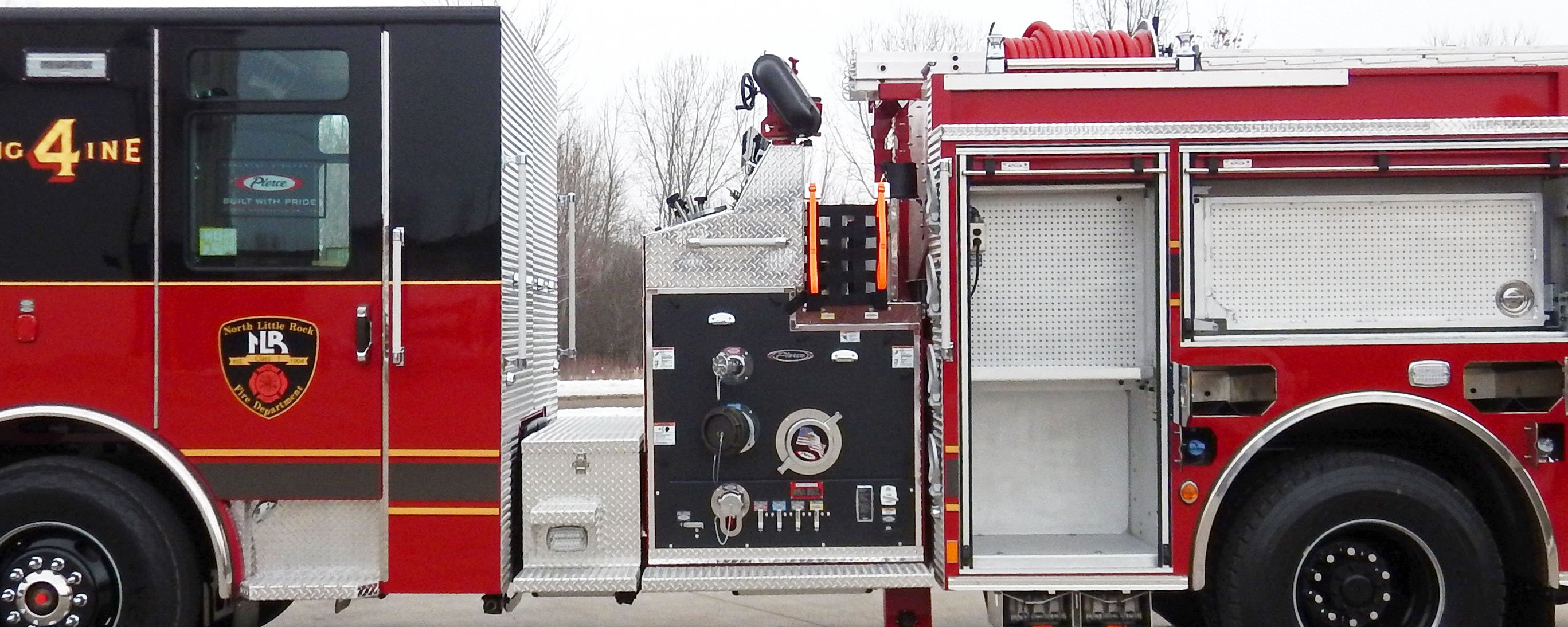 Top Mount pump panel on a Pierce Fire Truck. 