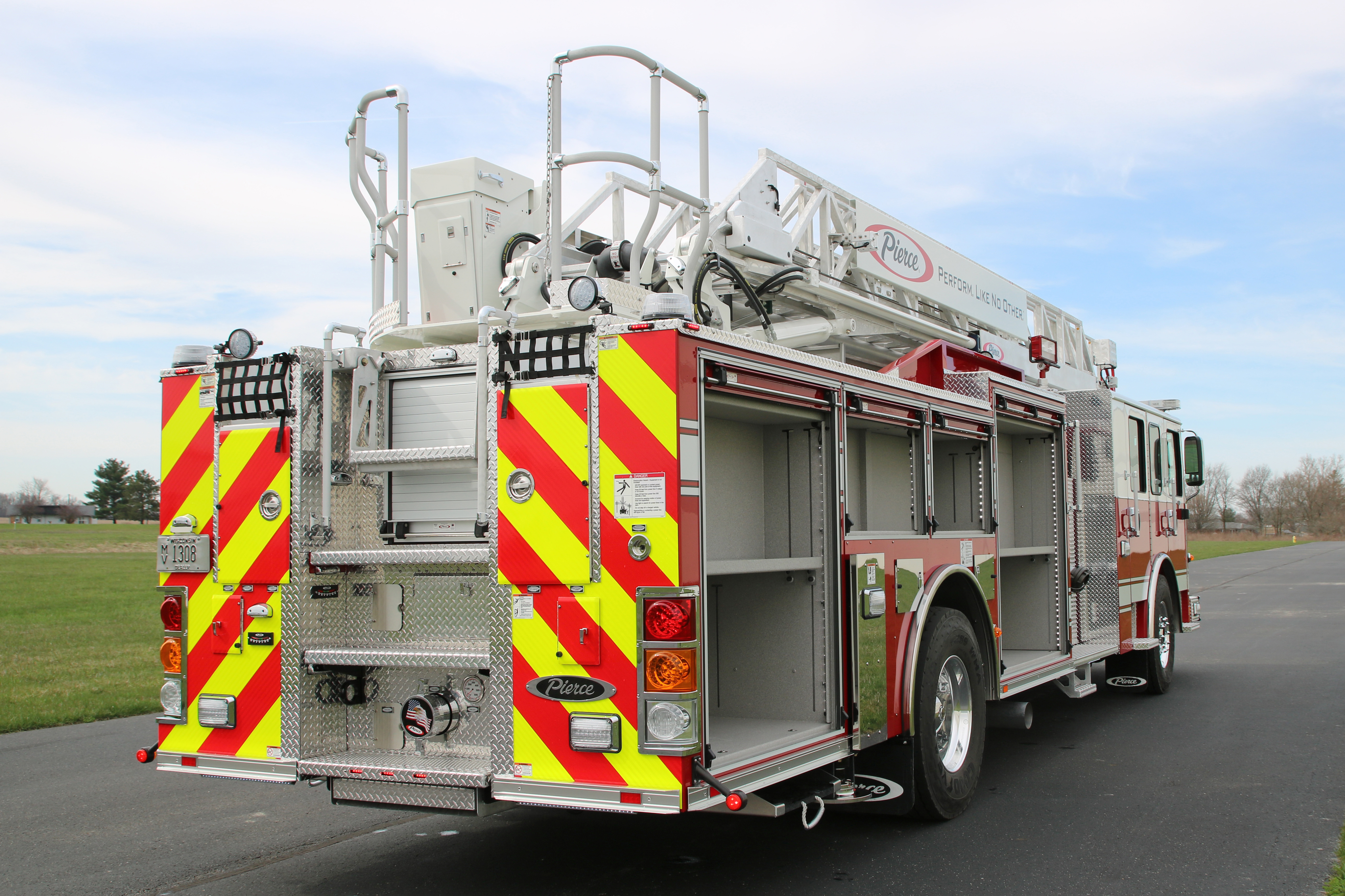 Pierce 75' Heavy-Duty Aluminum Aerial Ladder Fire Truck Rear Passenger Side