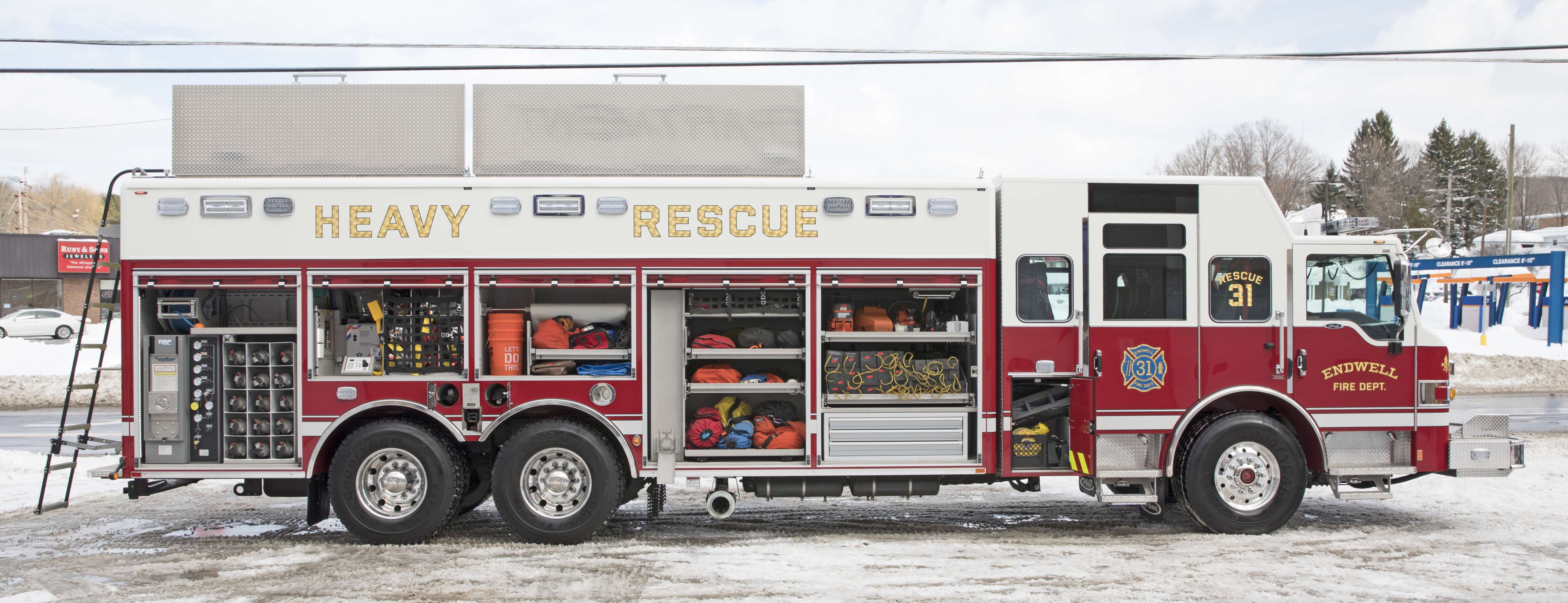 Pierce Non-Walk-In Rescue Fire Truck Officer Side Compartments